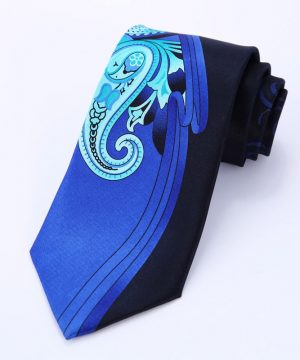 Luxusná pánska kravata v modro-čiernom prevedení