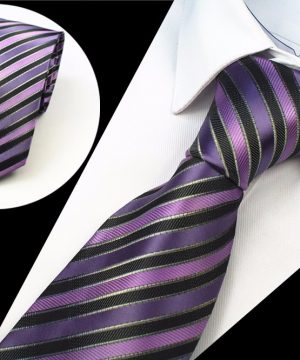 Luxusná pánska kravata s pásikmi vo fialovo-ružovej farbe