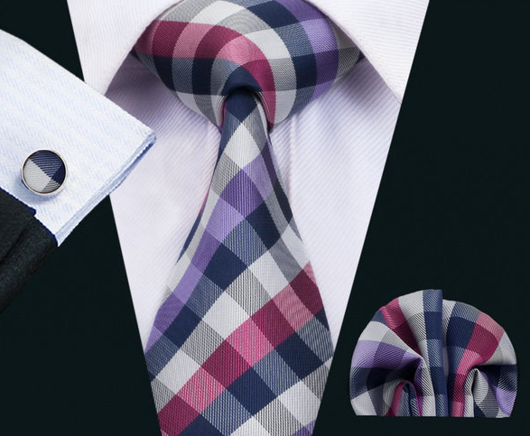 Elegantný kravatový set - kravata + manžety + vreckovka, vzor 3