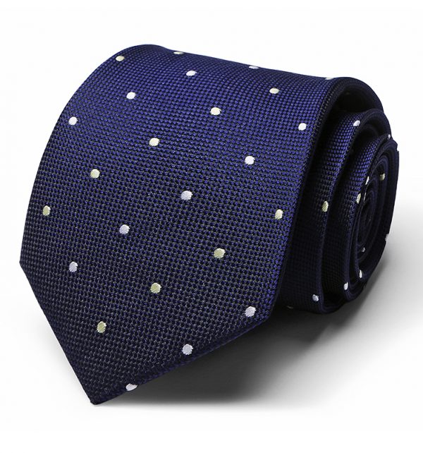 Kvalitná pánska kravata v modrej farbe s bodkami