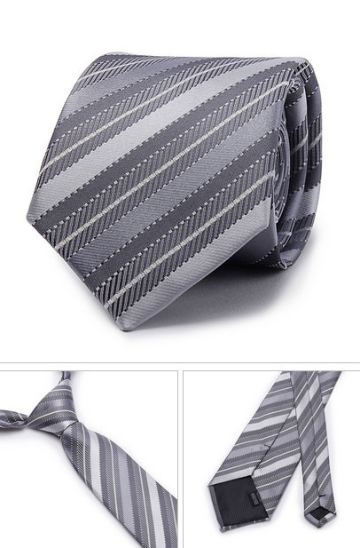 Kvalitná pánska kravata v sivej farbe s pásikmi