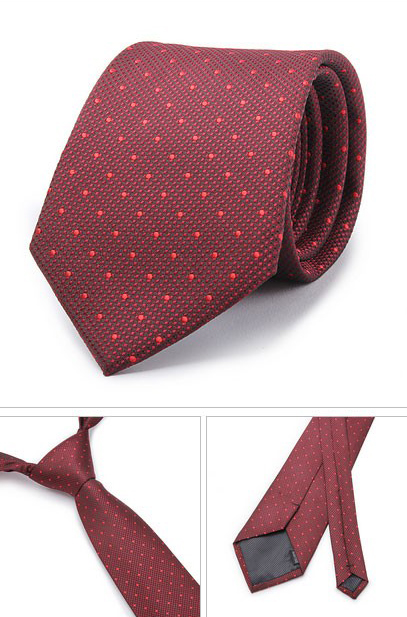 Kvalitná pánska kravata v červenej farbe s bodkami