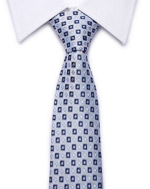 Kvalitná pánska kravata v modrej farbe so štvorčekmi