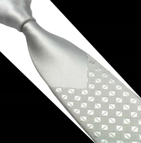 Luxusná pánska kravata v bielo-striebornej farbe - vzor kávové zrnká