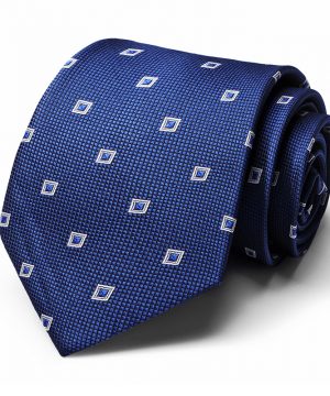 Kvalitná pánska kravata v modrej farbe s malými štvorčekmi