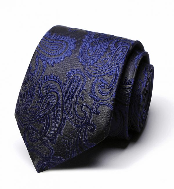 Kvalitná pánska kravata v čiernej farbe s modrým vzorom