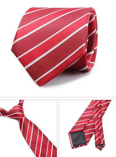 Kvalitná pánska kravata v červenej farbe s pásikmi