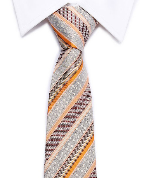 Kvalitná pánska kravata v sivej farbe s farebným vzorom