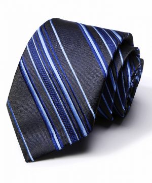 Kvalitná pánska kravata v modrej farbe s pásikmi