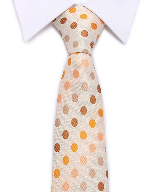 Kvalitná pánska kravata s pomarančovými bodkami