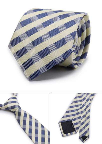Kvalitná pánska kravata s modro-sivým vzorom