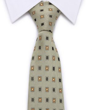 Kvalitná pánska kravata so vzorom v sivo-pomarančovej farbe