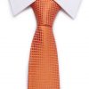 Kvalitná pánska kravata so vzorom v pomarančovej farbe