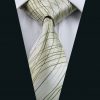 Pánska hodvábna kravata v sivej farbe so zeleno-žltými čiarami
