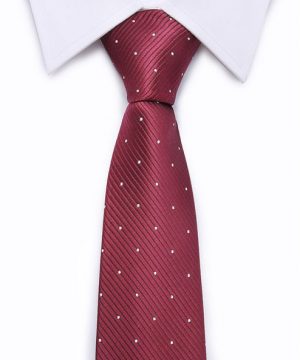 Kvalitná pánska kravata v bordovej farbe s bodkami