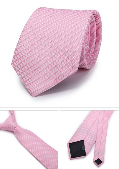 Kvalitná pánska kravata v ružovej farbe s jemnými pásikmi