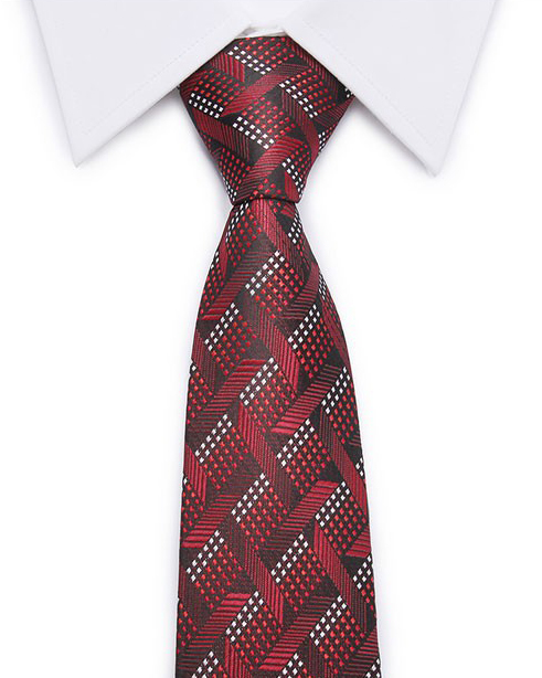 Kvalitná pánska kravata v tmavo červenej farbe so vzorom