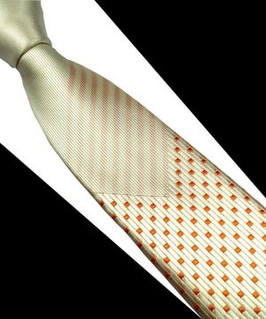 Luxusná pánska kravata v zlato - pomarančovej farbe so vzorom