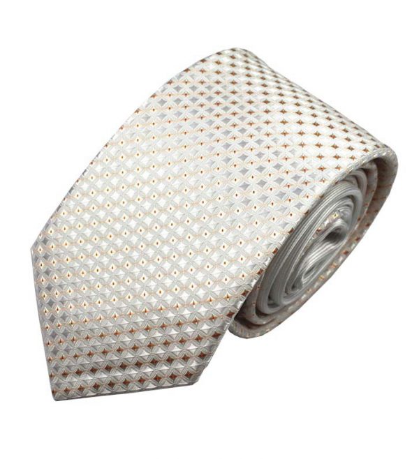 Pánska spoločenská kravata v strieborno - bielej farbe