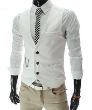Luxusná pánska vesta ku obleku v bielej farbe
