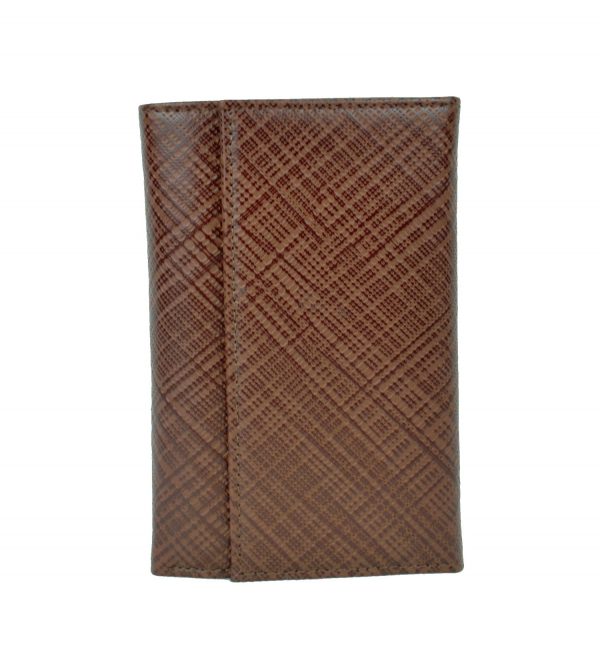 Pánska kožená peňaženka s mriežkovaným dekorom č.8559-1 v hnedej farbe (1)