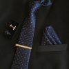 Veľká kravatová sada 16 - kravata+manžetové gombíky+spona+vreckovka