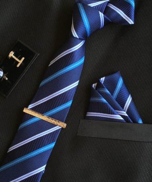 Veľká kravatová sada 09 - kravata+manžetové gombíky+spona+vreckovka