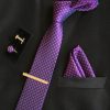 Veľká kravatová sada 13 - kravata+manžetové gombíky+spona+vreckovka