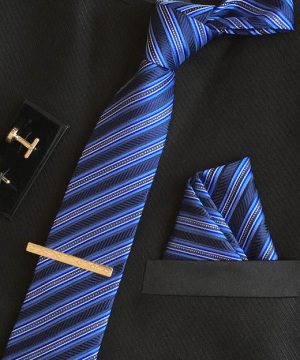 Veľká kravatová sada 14 - kravata+manžetové gombíky+spona+vreckovka