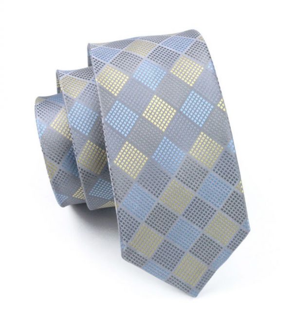 Pánska kravata z hodvábu so štvorčekmi v pastelových farbách