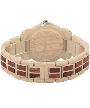 Prepracované drevené pánske hodinky z červeno a svetlého dreva