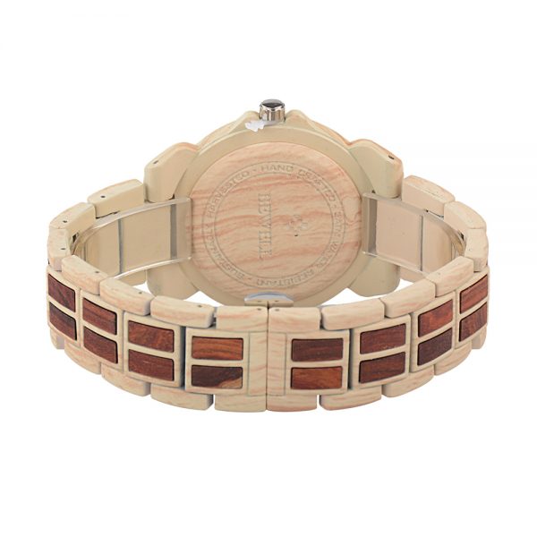 Prepracované drevené pánske hodinky z červeno a svetlého dreva