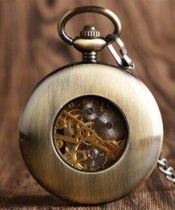 Luxusné vreckové pánske hodinky v bronzovej farbe s drevom