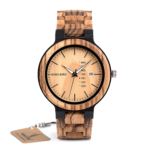 Prepracované drevené pánske hodinky v prevedení so svetlým drevom