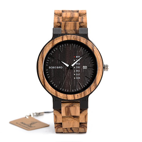 Prepracované drevené pánske hodinky v prevedení s tmavým drevom
