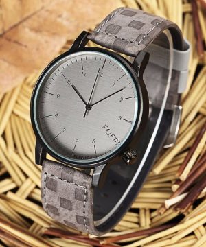 Luxusné analógové pánske hodinky s koženým remienkom - sivé