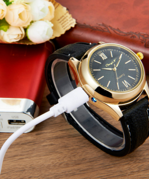 Luxusné ručičkové pánske hodinky so zapaľovačom - čierny remienok