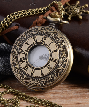 Luxusné vreckové pánske hodinky v bronzovej farbe s retro ciferníkom