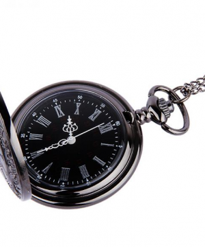 Luxusné vreckové pánske hodinky v čiernej farbe s retro ciferníkom