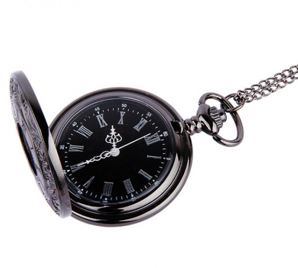 Luxusné vreckové pánske hodinky v čiernej farbe s retro ciferníkom