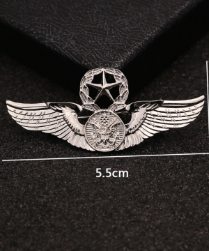 Prepracovaná pánska brošňa na šaty - armádne krídla v striebornej farbe