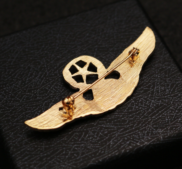 Prepracovaná pánska brošňa na šaty - armádne krídla v zlatej farbe
