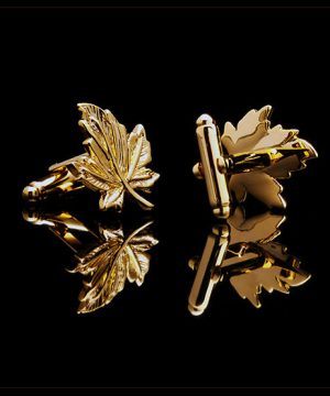 Luxusné manžetové gombíky, manžety v tvare zlatého listu
