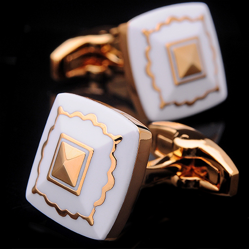 Luxusné manžetové gombíky, manžety v zlato-bielom dizajne
