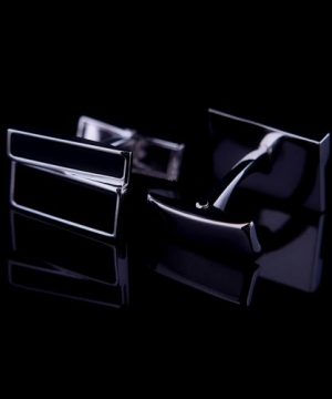 Luxusné manžetové gombíky, manžety v strieborno-čiernom dizajne