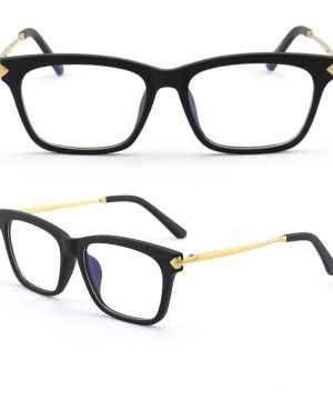 Odľahčené pánske okuliare na počítač s flexibilným zlato-čiernym rámom