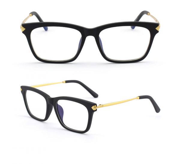 Odľahčené pánske okuliare na počítač s flexibilným zlato-čiernym rámom