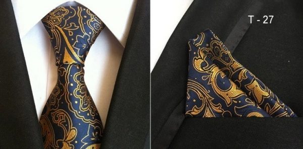 Pánsky hodvábny kravatový set - kravata + viazanka, model D