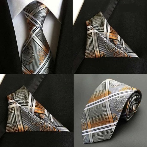 Pánsky hodvábny kravatový set - kravata + viazanka, model F