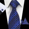 Pánsky kravatový set - kravata + manžety + vreckovka v modrej farbe